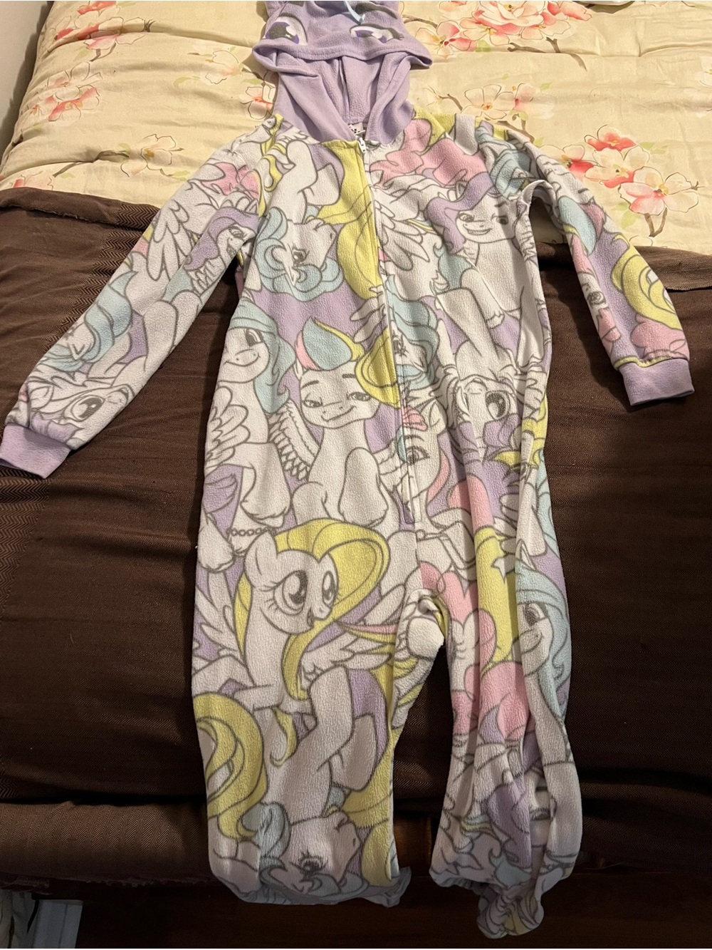 My Little Pony One Piece Pajamas PJ Size Small 6/6x Kids Hooded Suit
